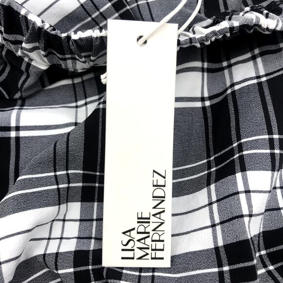 Liza Marie Fernandez Strapless Checked Belted Swimsuit 4 Tie Waist Bandeau NWT - Picture 5 of 8